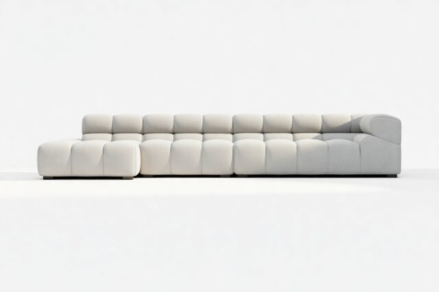 The Tufty – Light Gray Wool, Sectional Large Chaise (Left)