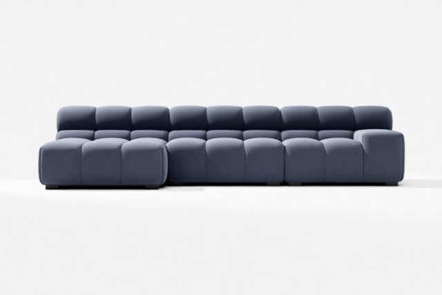 The Tufty – Royal Blue Wool, Small Chaise (Left) – Sectional