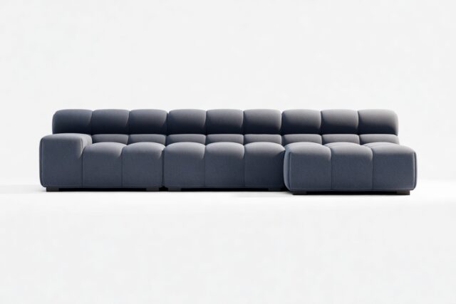 The Tufty – Royal Blue Wool, Small Chaise (Right) – Sectional