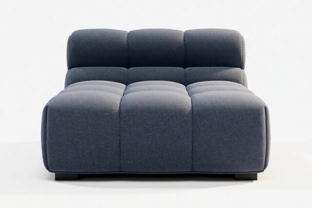 The Tufty – Royal Blue Wool, Armless Chaise