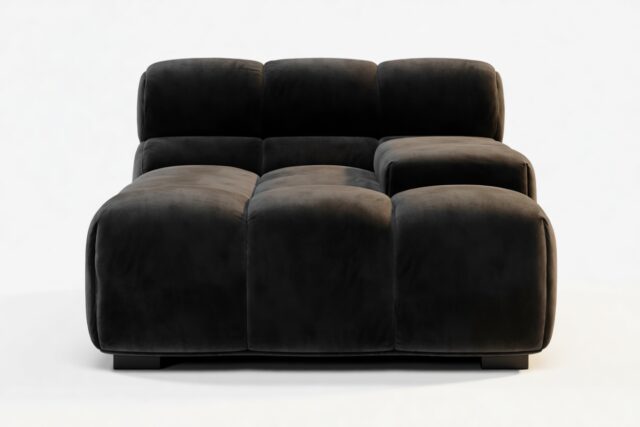 The Tufty – Black Velvet, Deep Armrest (Right)