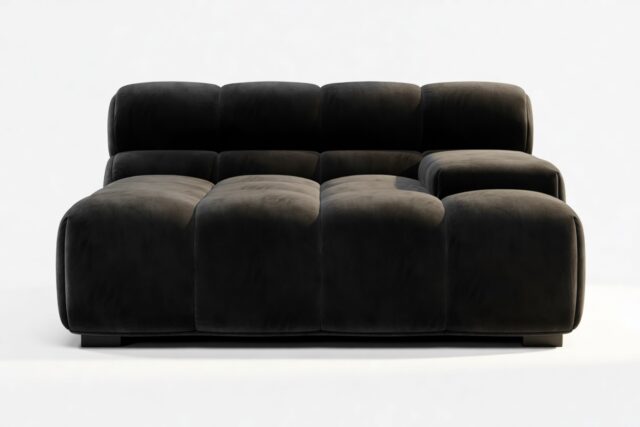 The Tufty – Black Velvet, Deep Large Armrest (Right)