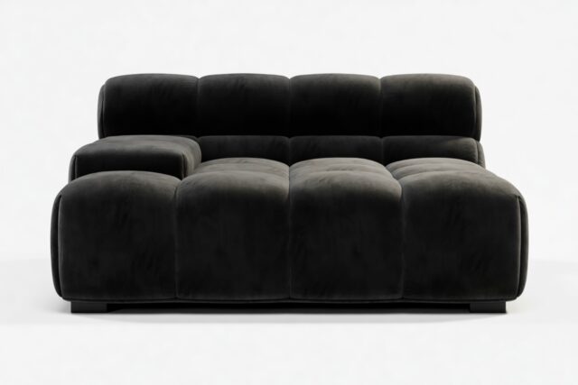 The Tufty – Black Velvet, Deep Large Armrest (Left)