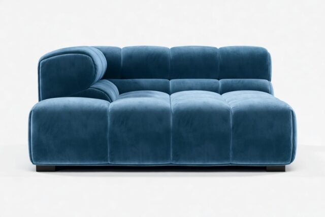 The Tufty – Aegean Blue Velvet, Deep Corner Half (Left)