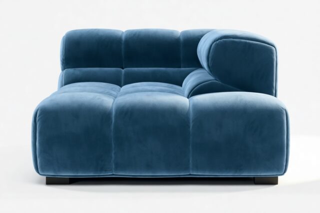 The Tufty – Aegean Blue Velvet, Corner Half (Right)