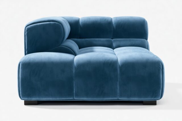 The Tufty – Aegean Blue Velvet, Corner Half (Left)