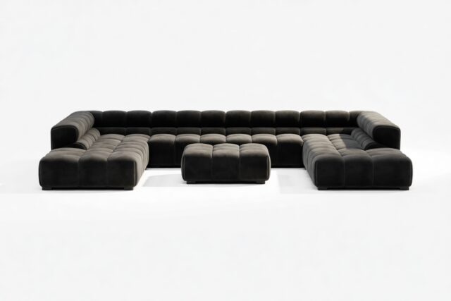 The Tufty – Black Velvet, U Shape – Sectional
