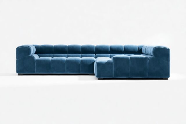 The Tufty – Aegean Blue Velvet, Corner (Right) – Sectional