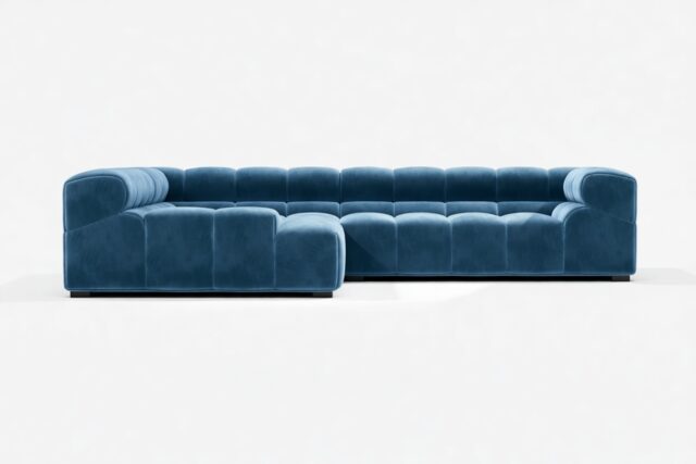 The Tufty – Aegean Blue Velvet, Corner (Left) – Sectional