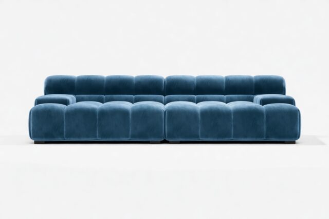 The Tufty – Aegean Blue Velvet, Extra Deep Sofa – Sectional