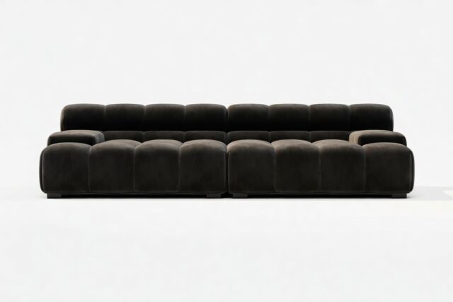 The Tufty – Black Velvet, Extra Deep Sofa – Sectional