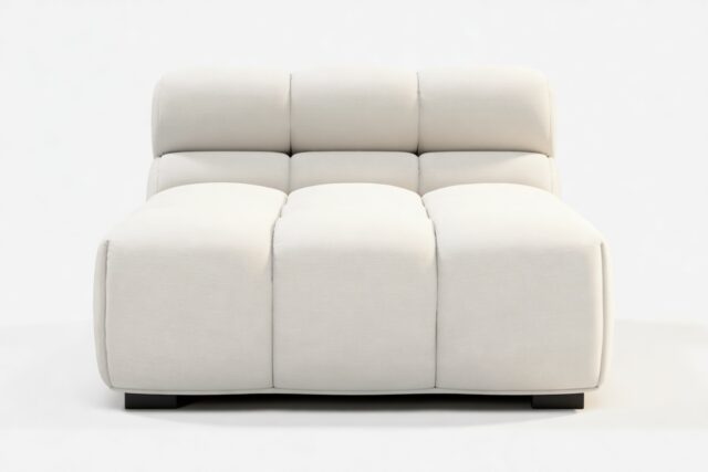 The Tufty – Oatmeal Brushed Weave, Armless Chaise