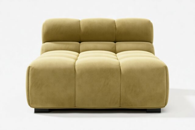 The Tufty – Olive Gold Velvet, Armless Chaise
