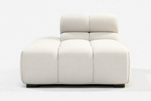 The Tufty – Oatmeal Brushed Weave, Armless Chaise (Left)