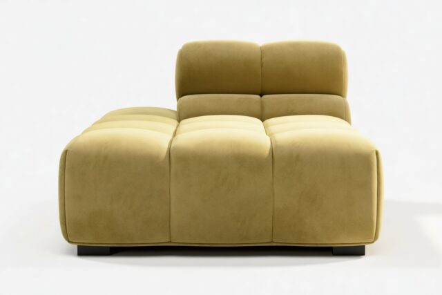 The Tufty – Olive Gold Velvet, Armless Chaise (Left)