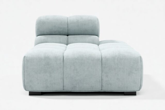 The Tufty – Cerulean Chenille, Armless Chaise (Right)