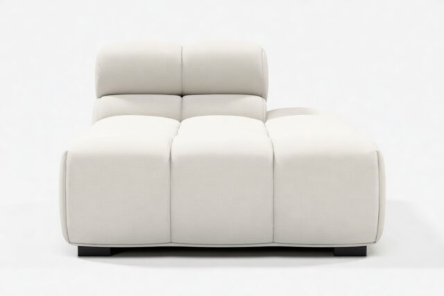 The Tufty – Oatmeal Brushed Weave, Armless Chaise (Right)