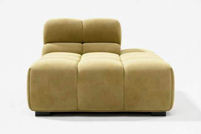 The Tufty – Olive Gold Velvet, Armless Chaise (Right)