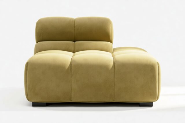 The Tufty – Olive Gold Velvet, End Armless (Right)