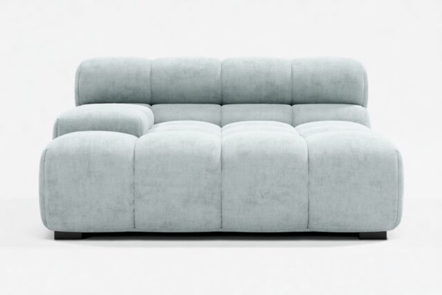 The Tufty – Cerulean Chenille, Deep Large Armrest (Left)