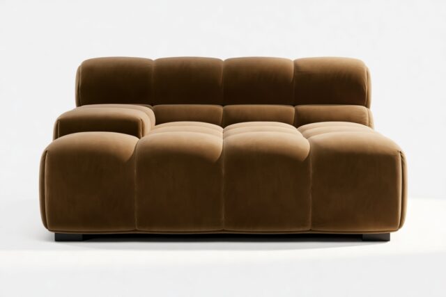 The Tufty – Mocha Velvet, Deep Large Armrest (Left)