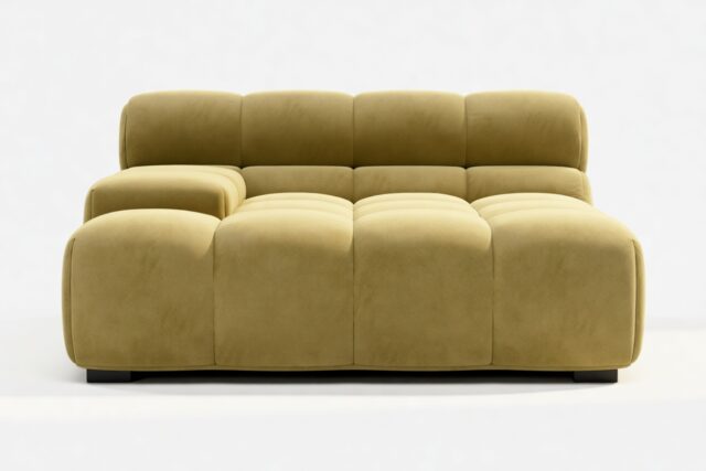 The Tufty – Olive Gold Velvet, Deep Large Armrest (Left)