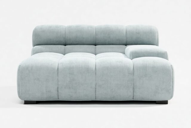 The Tufty – Cerulean Chenille, Deep Large Armrest (Right)