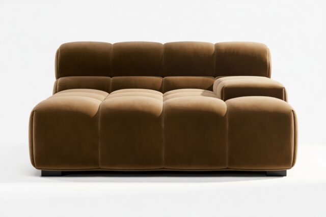 The Tufty – Mocha Velvet, Deep Large Armrest (Right)