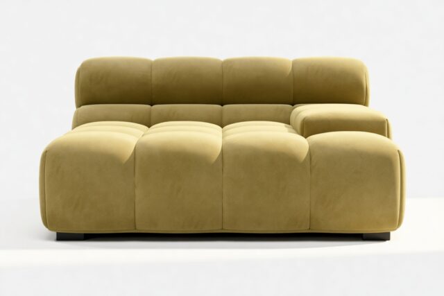 The Tufty – Olive Gold Velvet, Deep Large Armrest (Right)