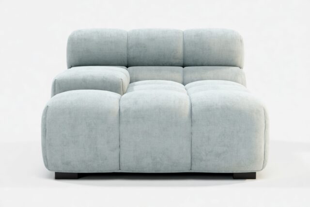 The Tufty – Cerulean Chenille, Deep Armrest (Left)