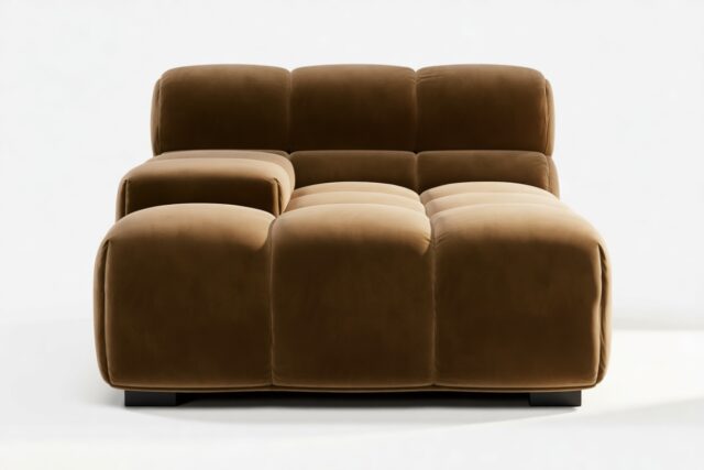 The Tufty – Mocha Velvet, Deep Armrest (Left)