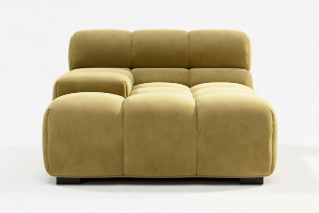The Tufty – Olive Gold Velvet, Deep Armrest (Left)