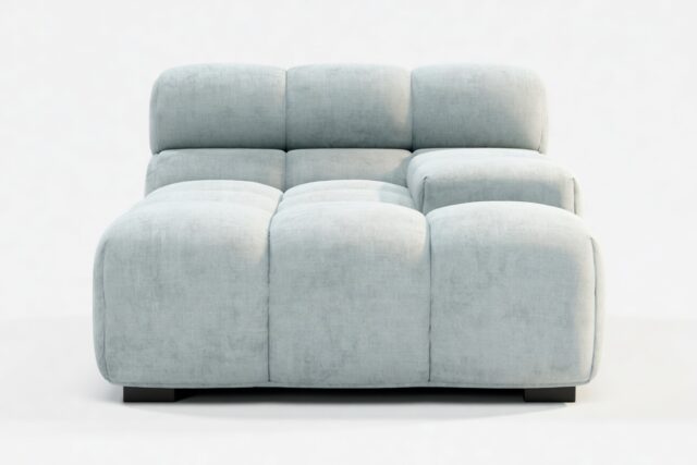 The Tufty – Cerulean Chenille, Deep Armrest (Right)