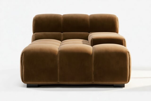 The Tufty – Mocha Velvet, Deep Armrest (Right)