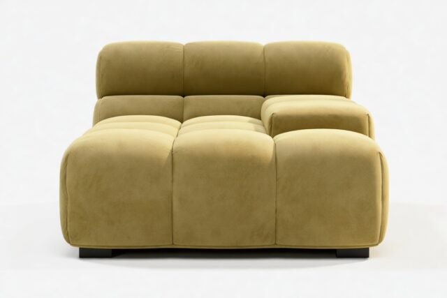 The Tufty – Olive Gold Velvet, Deep Armrest (Right)