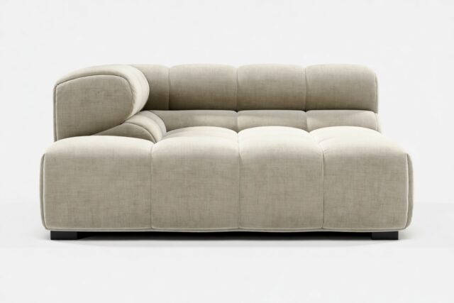 The Tufty – Beige Gray Chenille, Deep Corner Half (Left)