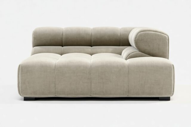 The Tufty – Beige Gray Chenille, Deep Corner Half (Right)