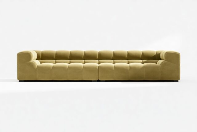 The Tufty – Olive Gold Velvet, Extra Large Sofa – Sectional
