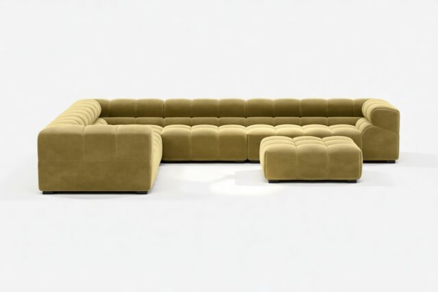 The Tufty – Olive Gold Velvet, Large Corner (Left) – Sectional