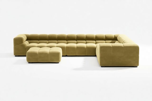 The Tufty – Olive Gold Velvet, Large Corner (Right) – Sectional