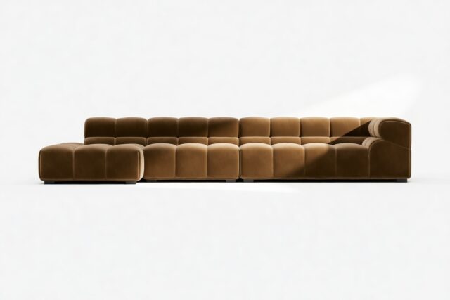The Tufty – Mocha Velvet, Sectional Large Chaise (Left)