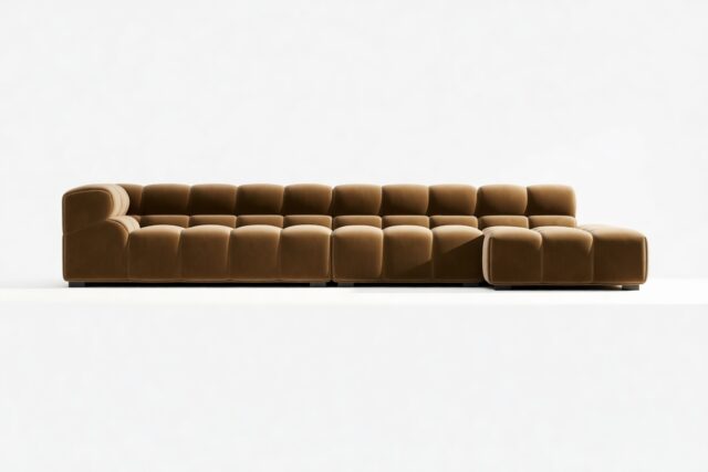 The Tufty – Mocha Velvet, Sectional Large Chaise (Right)