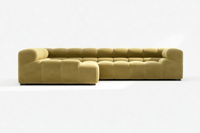 The Tufty – Olive Gold Velvet, Corner (Left) – Sectional