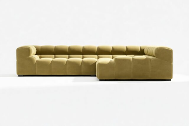 The Tufty – Olive Gold Velvet, Corner (Right) – Sectional