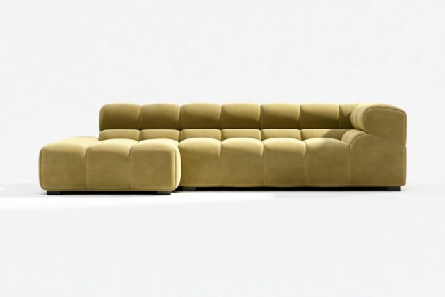 The Tufty – Olive Gold Velvet, Small L (Left) – Sectional