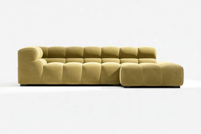 The Tufty – Olive Gold Velvet, Small L (Right) – Sectional