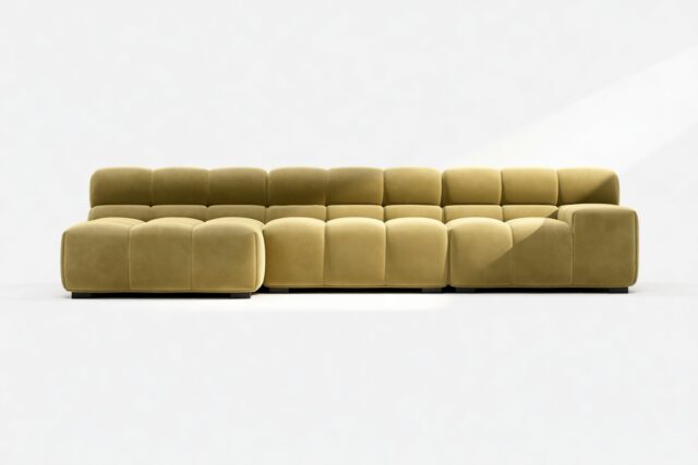 The Tufty – Olive Gold Velvet, Small Chaise (Left) – Sectional