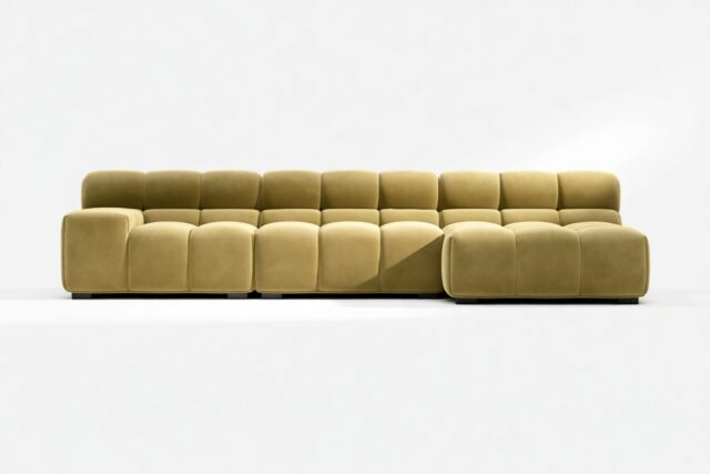 The Tufty – Olive Gold Velvet, Small Chaise (Right) – Sectional