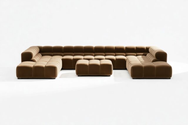 The Tufty – Mocha Velvet, U Shape – Sectional