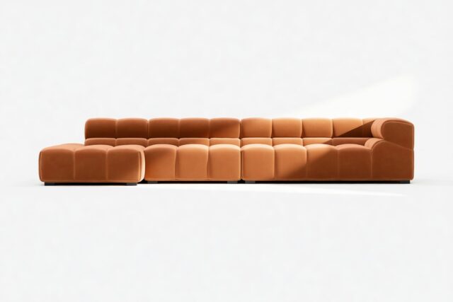 The Tufty – Spice Velvet, Sectional Large Chaise (Left)
